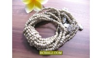 Beige Antique Beads Bracelets Stretch with Charm